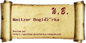 Waitzer Boglárka névjegykártya